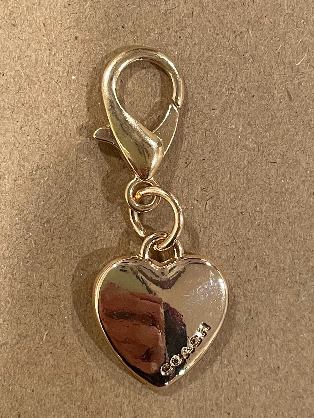 Coach Gold Heart Charm With Lobster Clasp